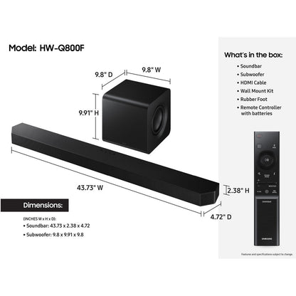 Samsung Q-series Soundbar 5.1.2 ch w/ Subwoofer 400W Black HW-Q800F/ZA
