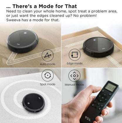 TCL Sweeva 1000 Robot Vacuum, Hard Floors & Carpets, Scheduled Cleaning RV1014B