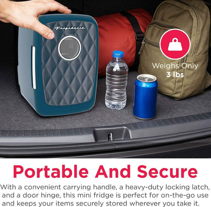 Frigidaire 9-Can/6L Retro Mini Refrigerator with Bluetooth Blue EFMIS176-AZURE, Includes 110V home power cord & 12V DC car adapter