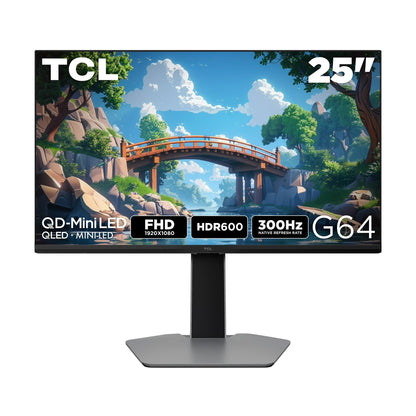 TCL 25” G64 Series FHD HDR QD-Mini LED Gaming Monitor, 300Hz, 1ms, AMD FreeSync - 25G64