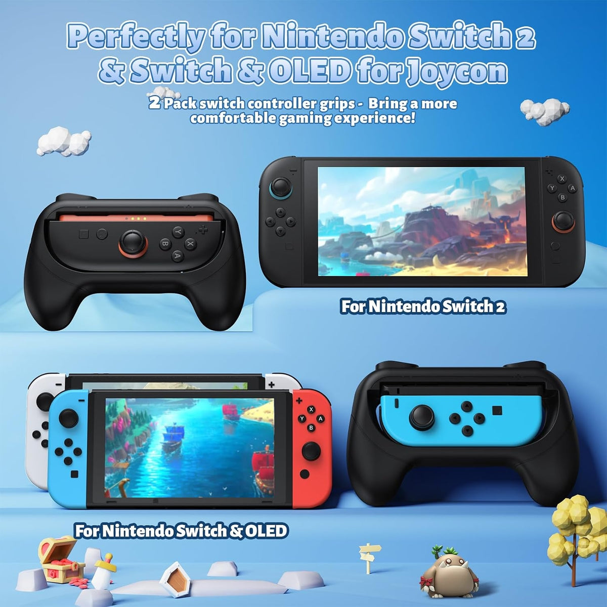 FASTSNAIL Switch Controller Grips for Nintendo Switch 2/1/OLED for Joy-Con