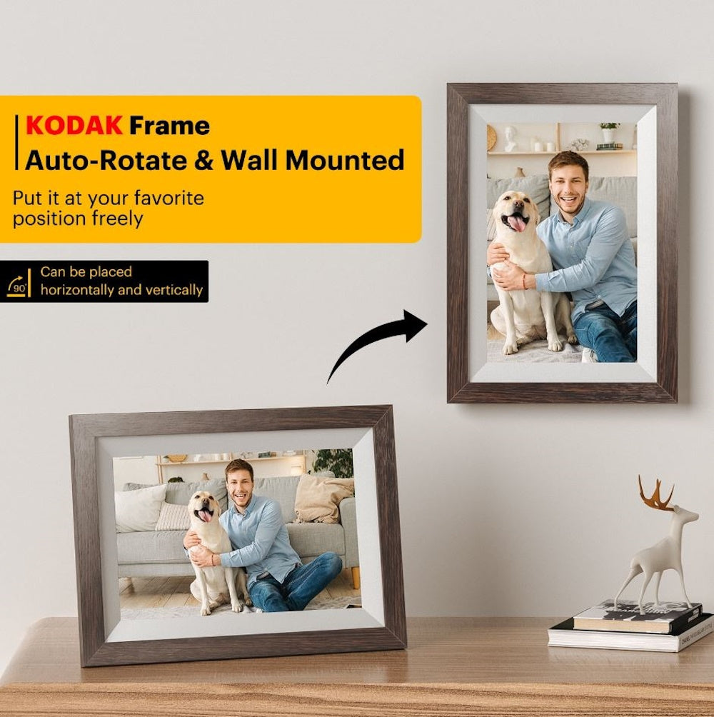 Kodak 10" Wi-Fi Digital Picture Frame, Solid Wood Tone Frame Chocolate RCF-1012W