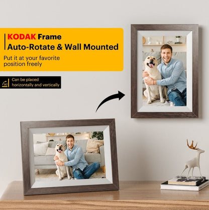 Kodak 10" Wi-Fi Digital Picture Frame, Solid Wood Tone Frame Chocolate RCF-1012W