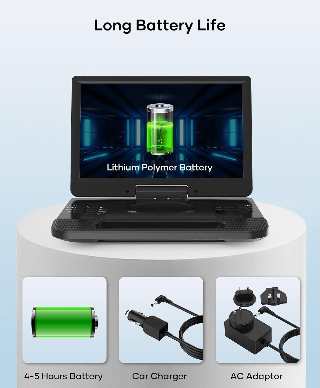 FANGOR 12’’ Portable Blu Ray Player with 1080P Full HD Swivel Screen F-BR114