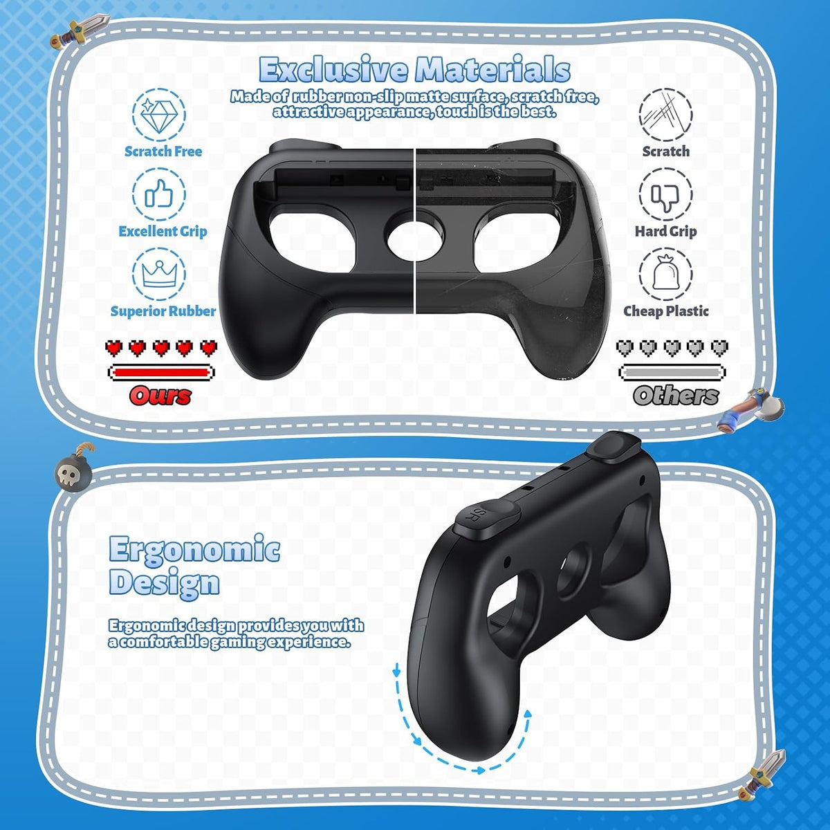 FASTSNAIL Switch Controller Grips for Nintendo Switch 2/1/OLED for Joy-Con