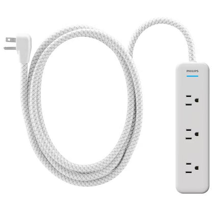 Philips 6-Outlet Surge Protector, 2 USB-A, 1 USB-C, 6' and 3-Outlet Power Strip, 6' White, 2 pk. SPP3423W/37-T1-DI1