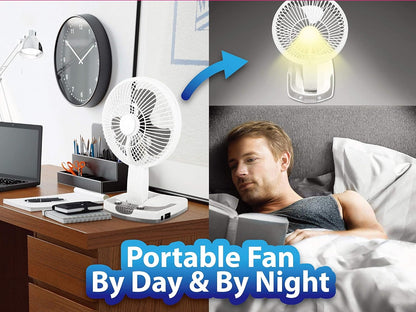 Technical Pro OF6W Rechargeable Desk/Wall Fan with LED Work Lamp and Powerbank