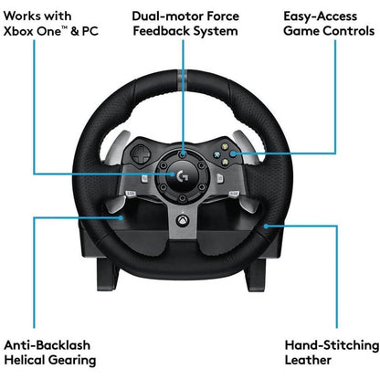Logitech - G920 Driving Force Racing Wheel and Pedals for Xbox Series X|S, Xbox One, Windows & Mac - Black 941-000121