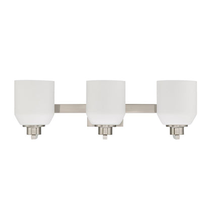 Sunset Lighting F19033-80 Quartz 3-Light Vanity, Opal Glass Dimmable Bright Satin Nickel