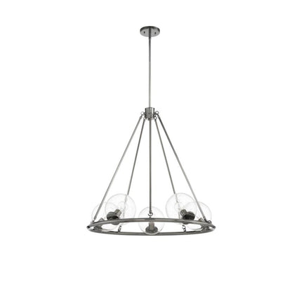 Luminance F26115-57 Messier 5 Light Chandelier Clear Seeded Glass Globe Dimmable - Antique Gunmetal