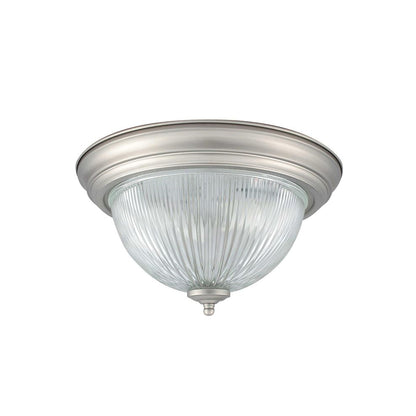 Sunset Lighting F7508-53 3-Light 15" Convertible Flush Mount, Satin Nickel Finish Clear Prismatic Glass
