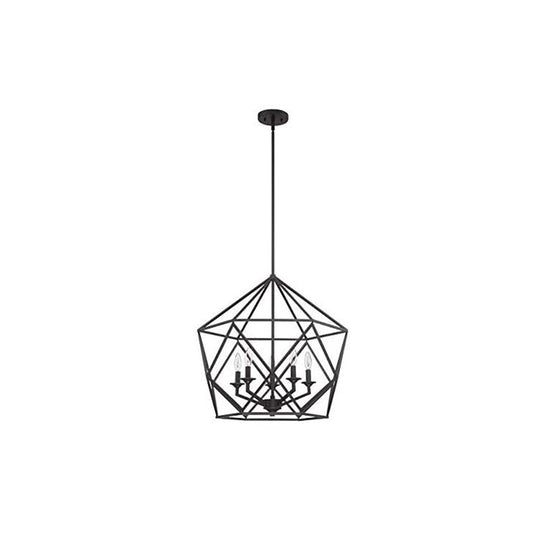 Sunset Lighting Harmony 5-Light 60W Cage Large Pendant Bronze - F3419-64