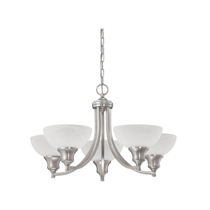 Sunset Lighting 5-Light Alton Chandelier Faux Alabaster Glass F5455-53 Satin Nickel Finish