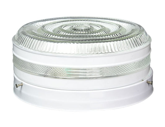 Sunset Lighting 10-1/2" Flush Mount w/ Clear & Painted White Glass, White Finish - F3278-30