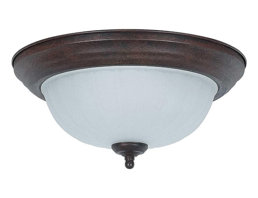 Sunset Lighting 13" Flush Mount w/ Frosted Melon Glass, Rubbed Bronze Finish - F7117-62