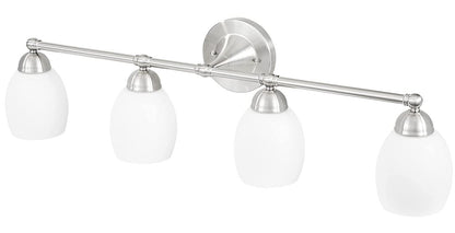 Sunset Lighting 4-Light Olen Vanity Opal Glass w/ Bright Satin Nickel Finish