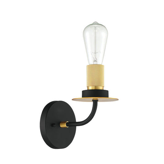 Sunset Lighting Onyx 1-Light Wall Sconce, Matte Black & Brushed Satin Gold Finish F28001-23