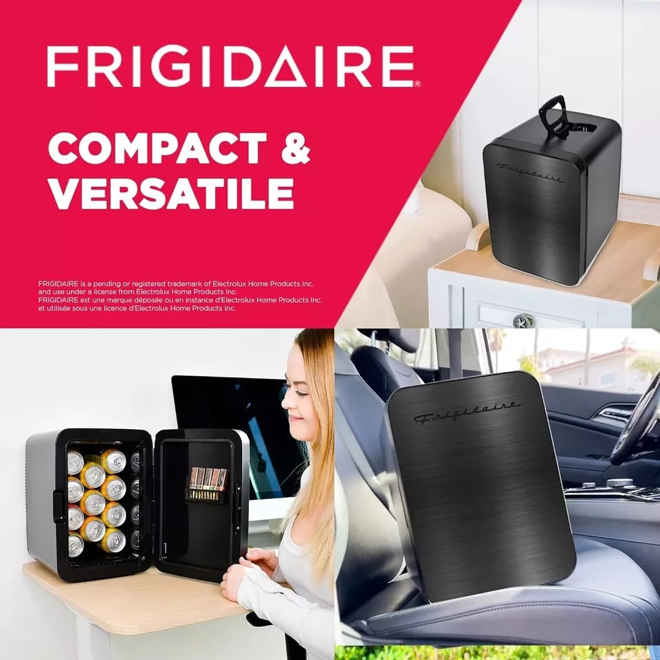 Frigidaire Portable 10L 15-can Mini Fridge Brushed Stainless Rugged Refrigerator, EFMIS183-SS