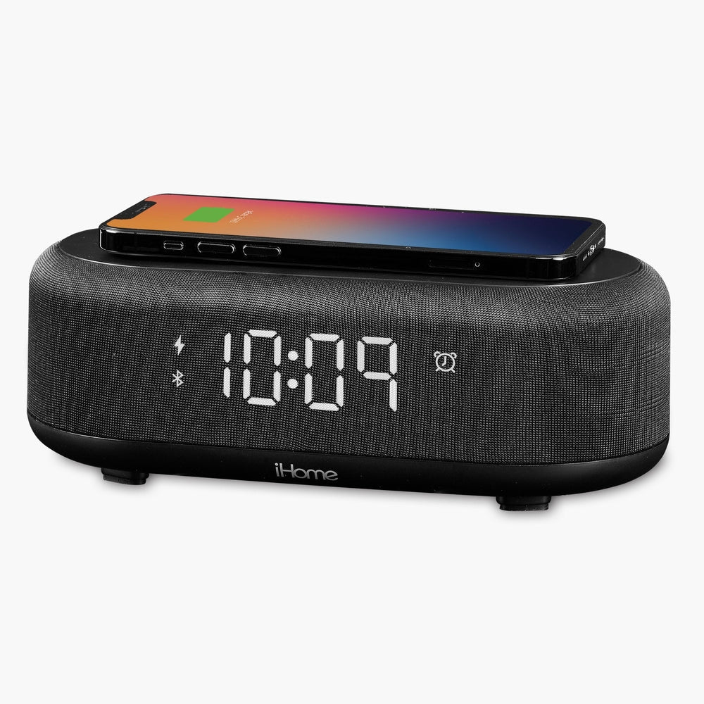 iHome Bluetooth Alarm Clock with Wireless Charger & USB Charging Station iBTW112