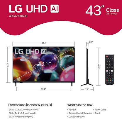 LG 43" UA7100 UHD AI 4K Smart TV 43UA7100AUB