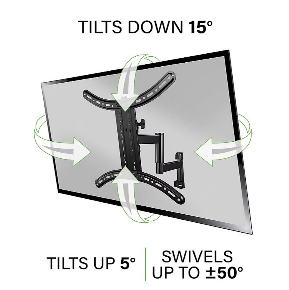 Sanus Decora Full-Motion TV Wall Mount for 26"-65" TVs, Perfect for mounting your TV in the corner, Safety-tested, UL-listed - DMF219-B1