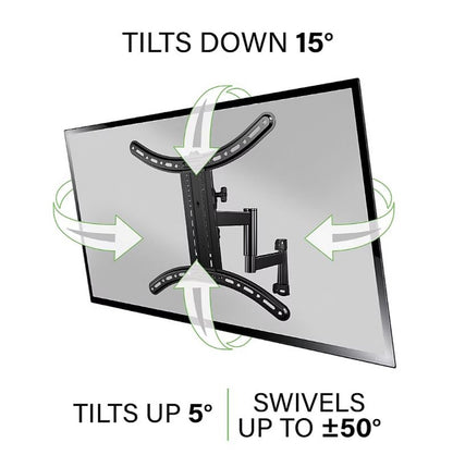 Sanus Decora Full-Motion TV Wall Mount for 26"-65" TVs, Perfect for mounting your TV in the corner, Safety-tested, UL-listed - DMF219-B1