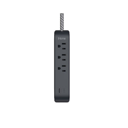 iHome Power Strip with USB and Cord Black, USB-A and USB-C charging ports - 2IHAC2268B0L2