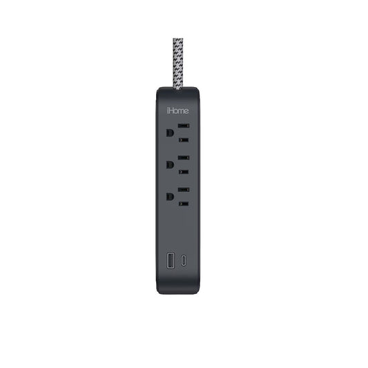 iHome Power Strip with USB and Cord Black, USB-A and USB-C charging ports - 2IHAC2268B0L2