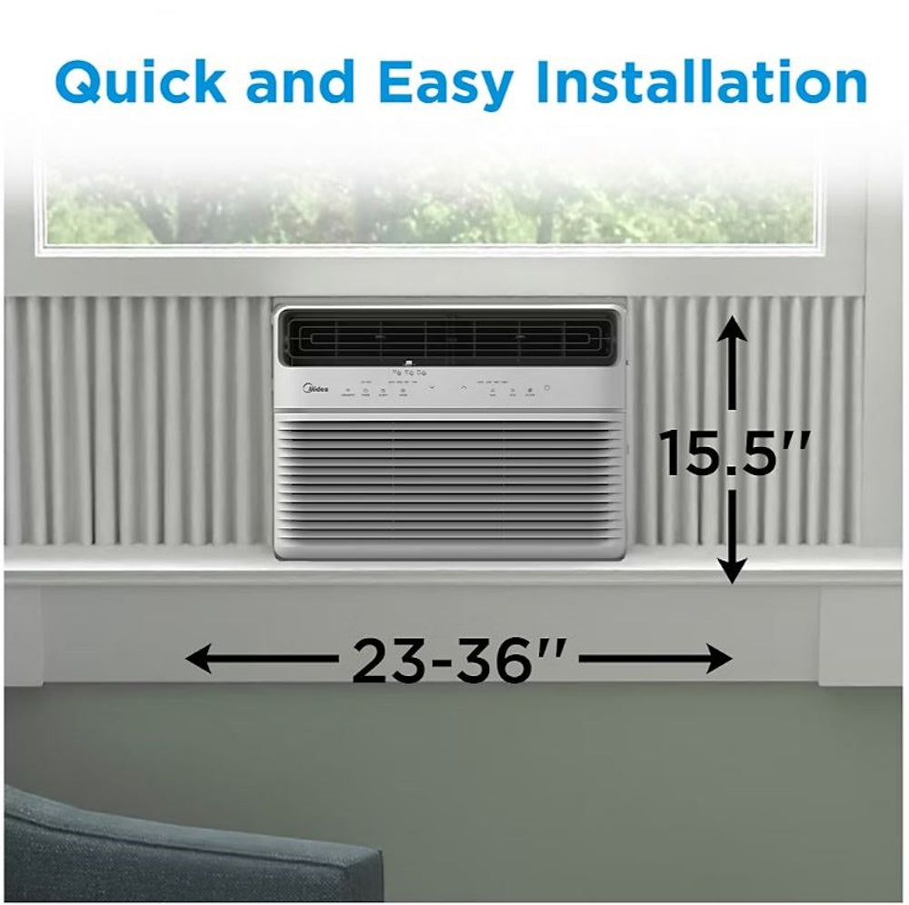 Midea Smart 12,000 BTU 550 Sq. Ft. Window Air Conditioner, 3-in-1 Comfort: get cooling, dehumidification, & fan modes, with Air Directional Louvers MAW12S1JWT-B
