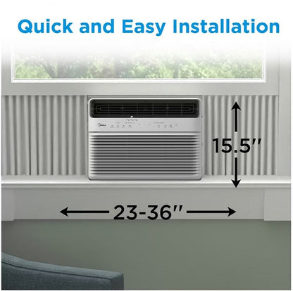 Midea Smart 12,000 BTU 550 Sq. Ft. Window Air Conditioner, 3-in-1 Comfort: get cooling, dehumidification, & fan modes, with Air Directional Louvers MAW12S1JWT-B