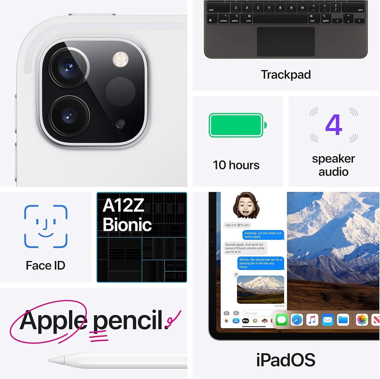 Apple iPad Pro (12.9") 4th Gen 128GB Space Gray,  A12Z Bionic chip, Wi-Fi 6 (802.11ax) + Bluetooth 5.0 - 3G933LL/A