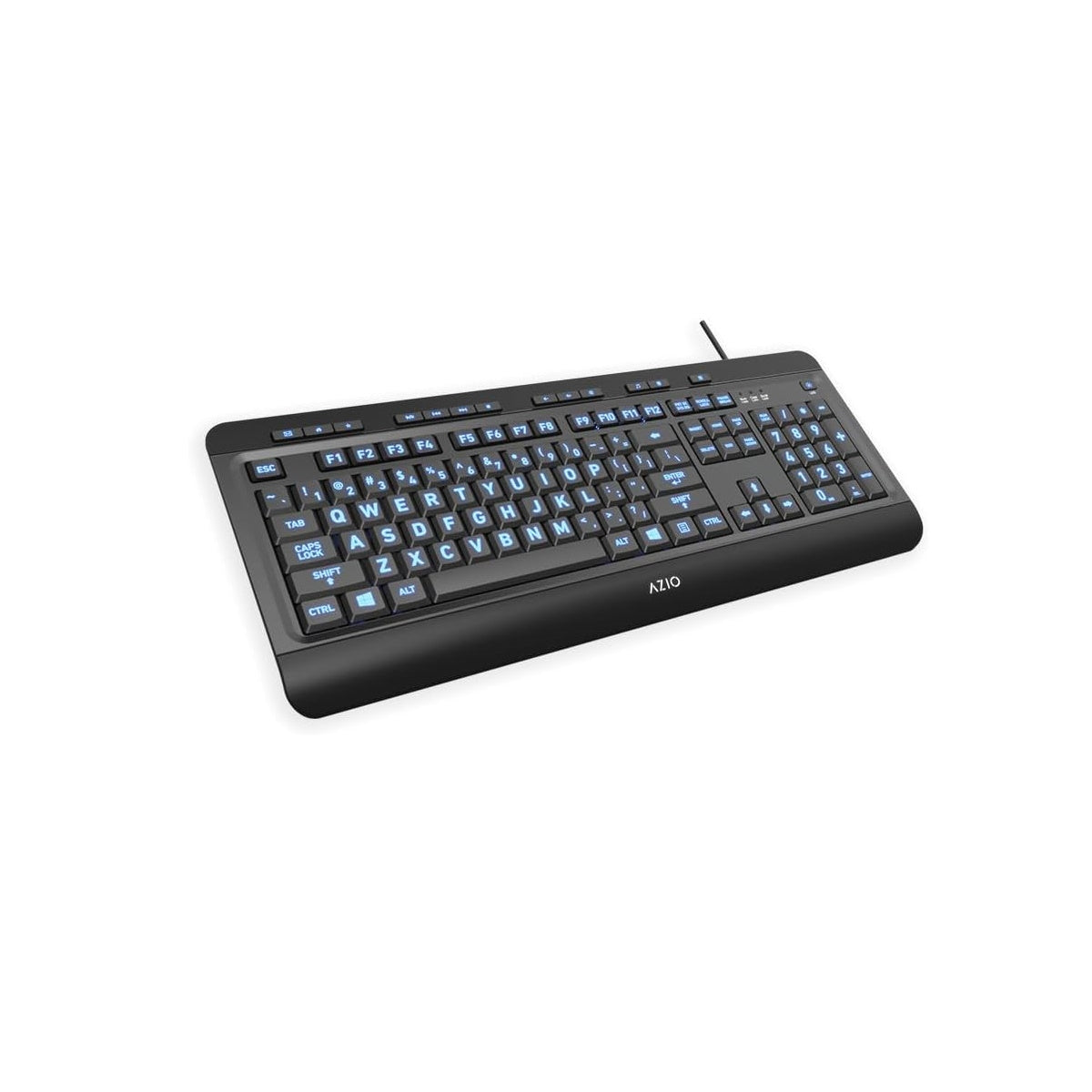 Azio Large Print Keyboard - USB Computer Keyboard with 3 Interchangeable Backlight Colors KB505U