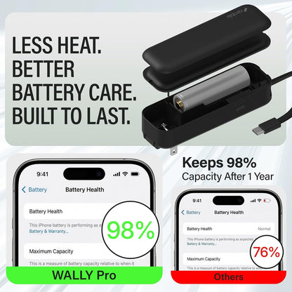 Nimble Wally Pro 20, 2-in-1 Portable Wall Charger + 5,000mAh Power Bank with Foldable Plug, Built-in USB-C Cable