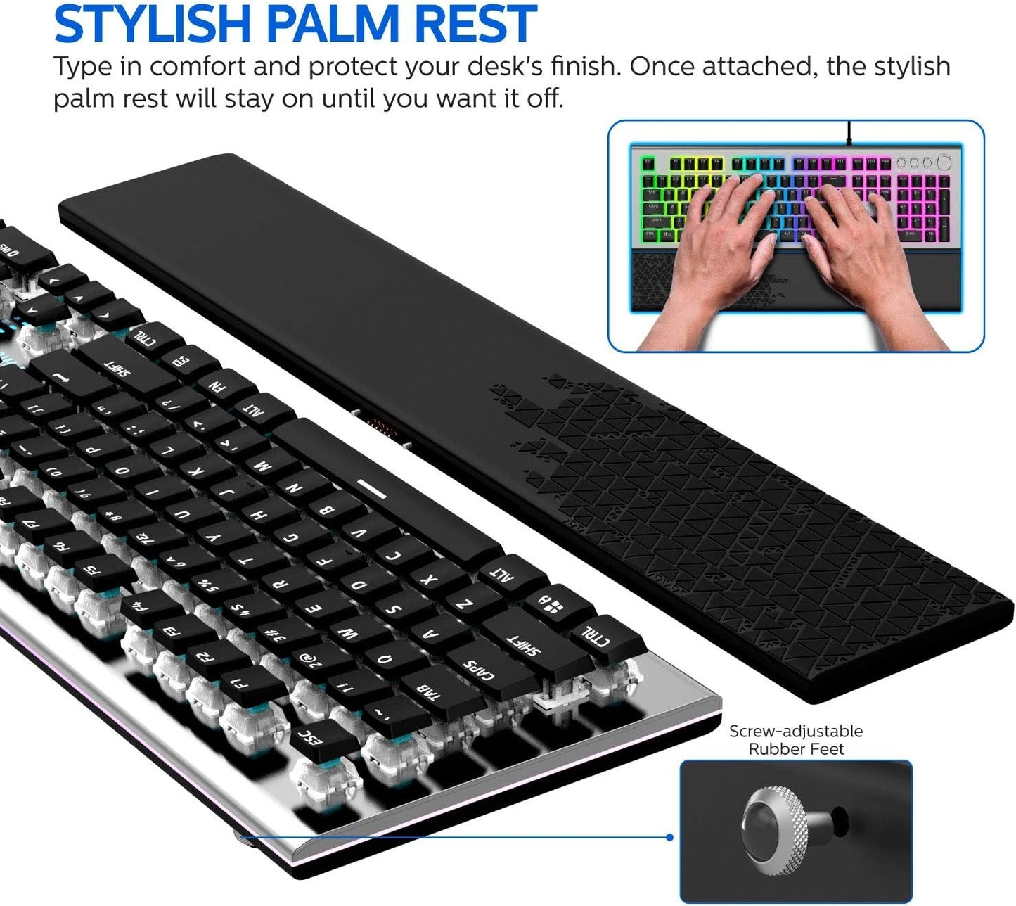 PHILIPS Wired Gaming Keyboard with Palm Rest LED RGB Mechanical Keyboard SPK8624