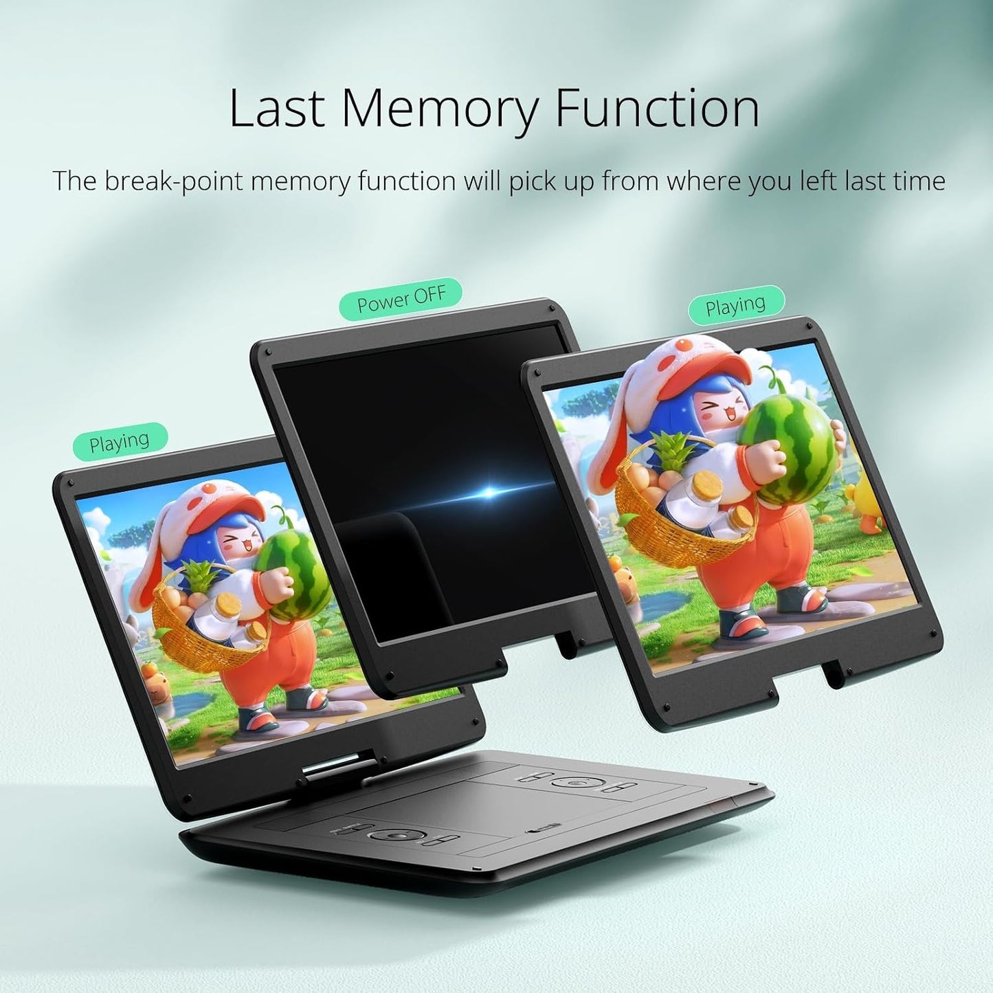 YOTON YD155 Portable DVD Player with 15.5-Inch HD Swivel Screen, 1280 × 800 Display, 5000mAh