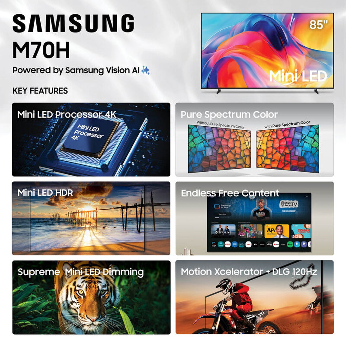 Samsung - 43" Class M70H Mini LED 4K UHD Smart Tizen TV UN43M70HAFXZA