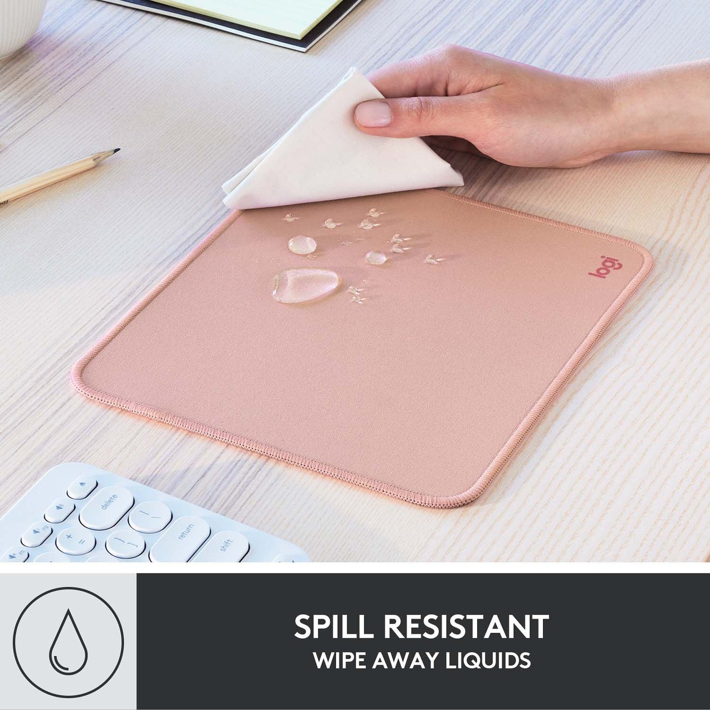Logitech - Mouse Pad Studio Series with Spill-Resistant Surface (Medium) - Darker Rose