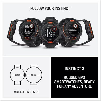 Garmin - Instinct 3 Solar GPS Smartwatch 45 mm Fiber-reinforced Polymer - Black with Black Band 010-02934-00