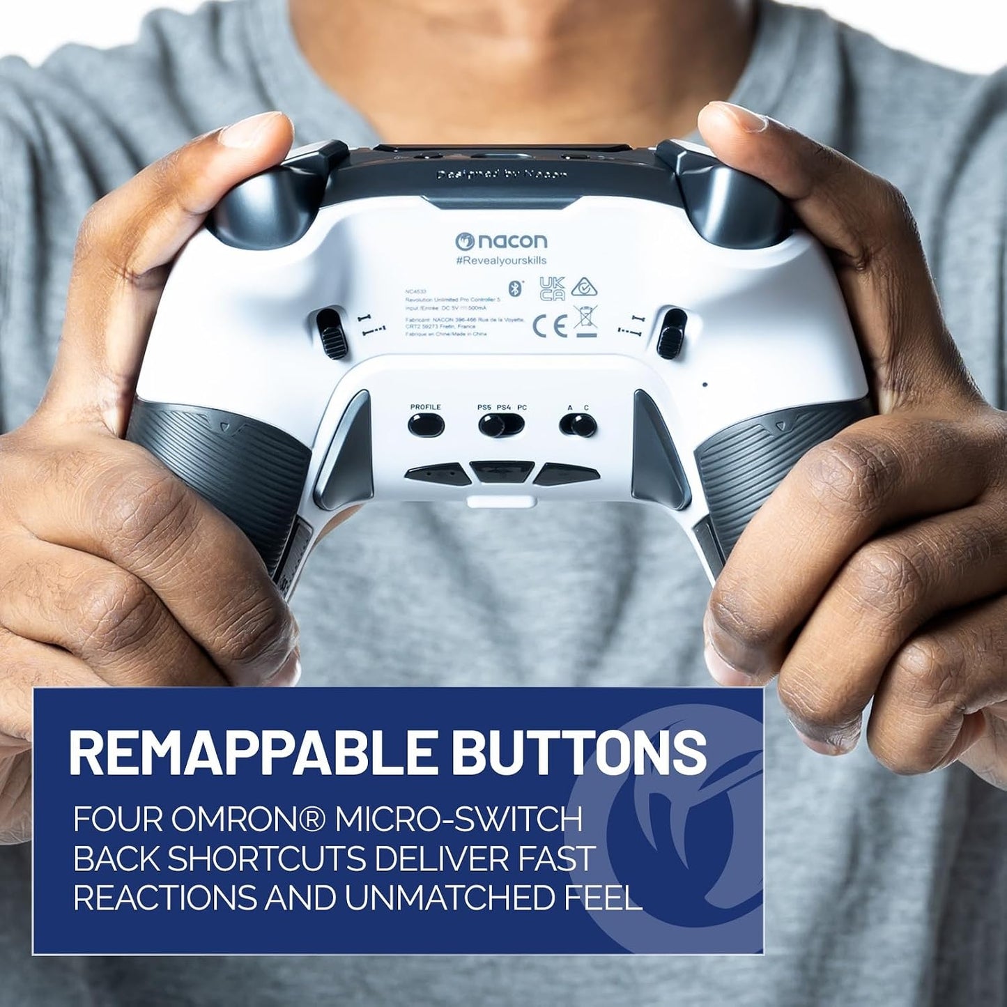 NACON Revolution 5 Pro Officially Licensed PlayStation Wireless Gaming Controller for PS5 / PS4 / PC Black/White 50-1727-01