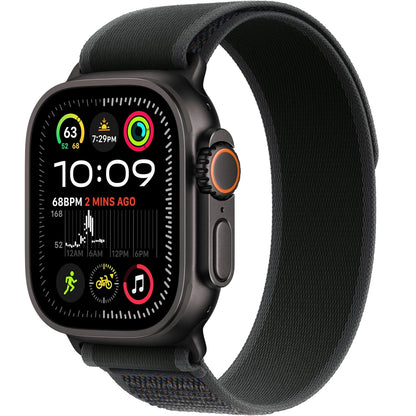 Apple Watch Ultra 2 (GPS+Cellular) 49mm Titanium Case with Black Trail Loop - M/L - Black MX4V3LW/A