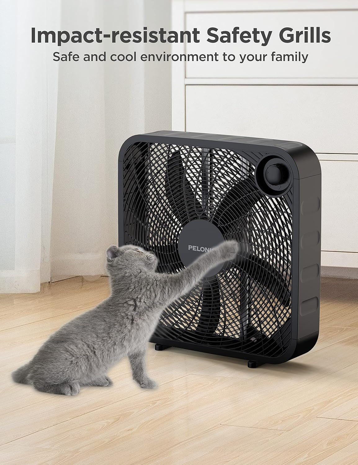 Pelonis 3-Speed Box Fan Black PFB50A2ABB-V