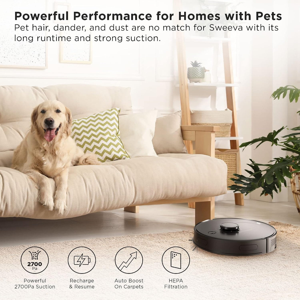 TCL Sweeva 6500 Smart Robot Vacuum with Auto-Empty Dustbin Tower, Empties Itself up to 30 Days RV6514B