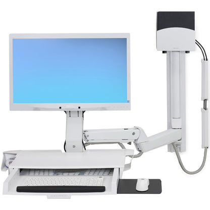 Ergotron StyleView Combo System with Worksurface, Small CPU Holder White 45-272-216