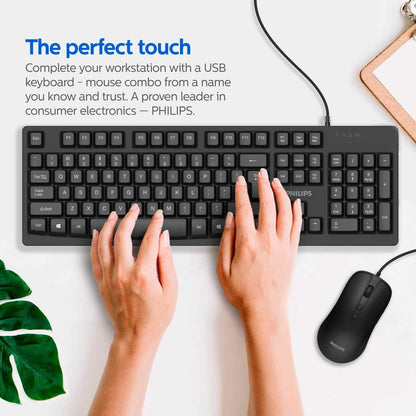 Philips SPT6214 Wired Keyboard and Mouse Combo Black