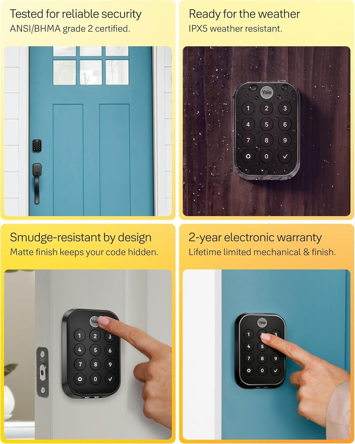 Yale Security Assure Lock 2 Touch Deadbolt, Satin Nickel Keyed Smart Entry Door Lock with Wi-Fi YRD430-F-WF1