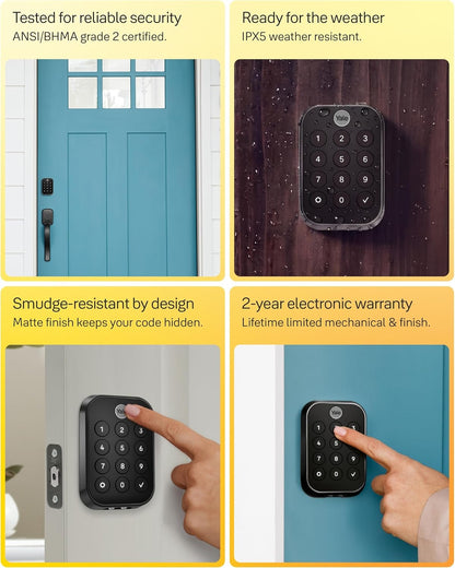 Yale Security Assure Lock 2 Touch Deadbolt, Satin Nickel Keyed Smart Entry Door Lock with Wi-Fi YRD430-F-WF1
