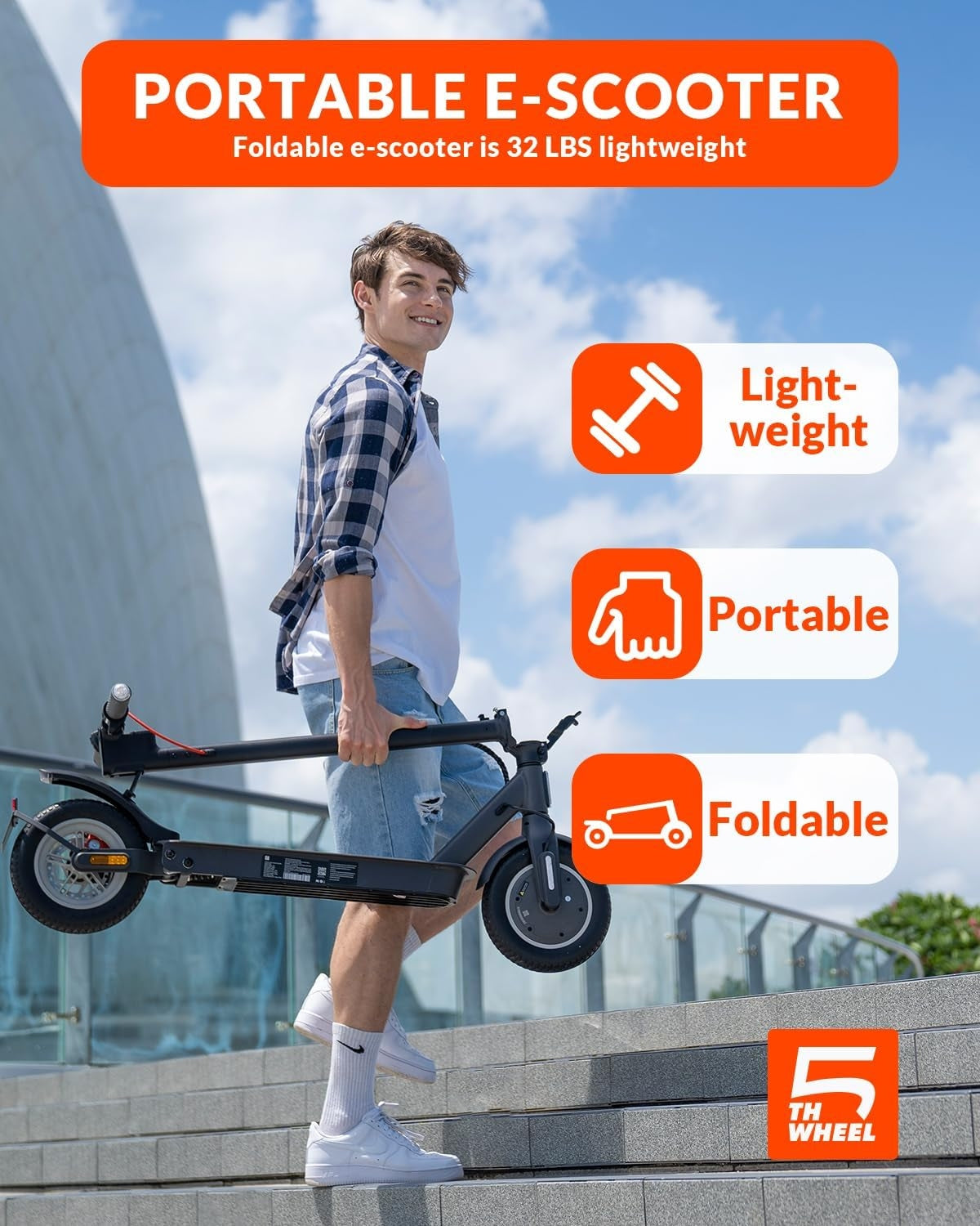 5TH WHEEL V30PRO Electric Scooter - 350W Motor, 18 mph, 20 Mile Range, 265 lbs. Capacity