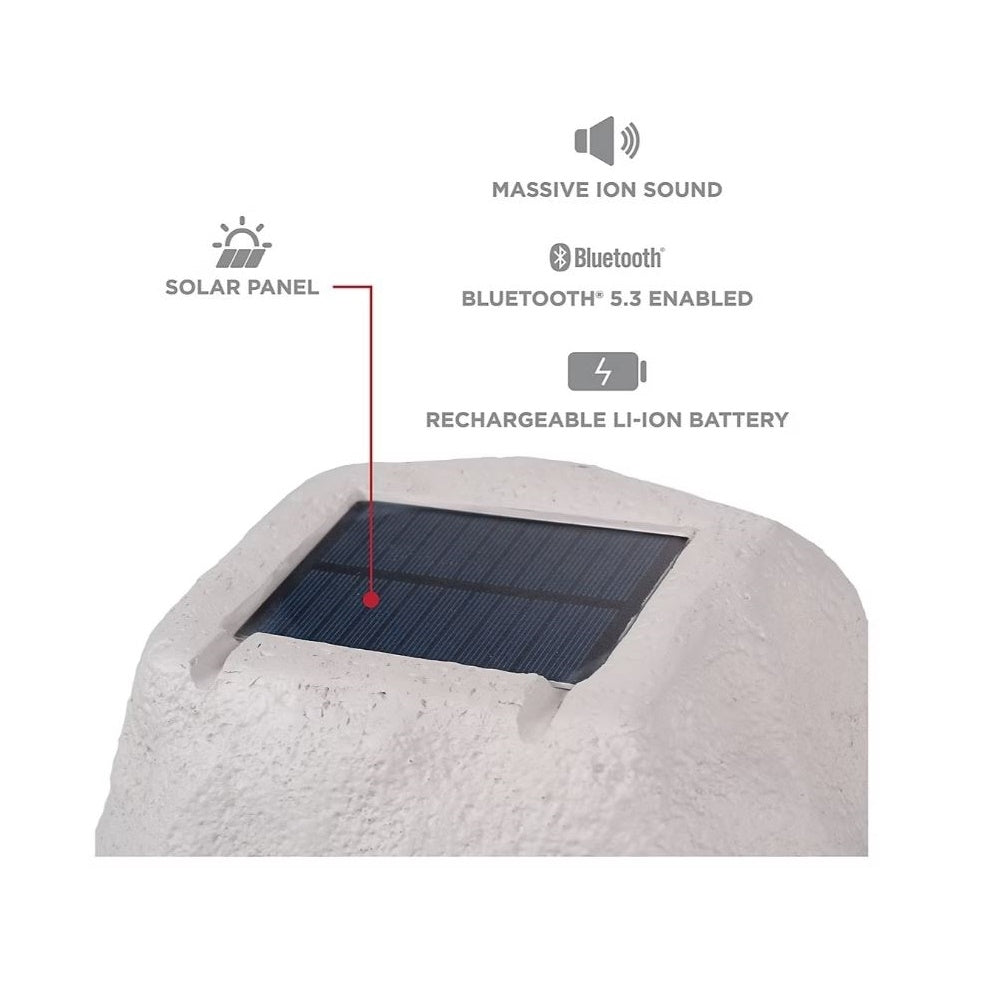 ION Solar Glow Stone Link Rock Bluetooth Speaker with LED Lights ISP183