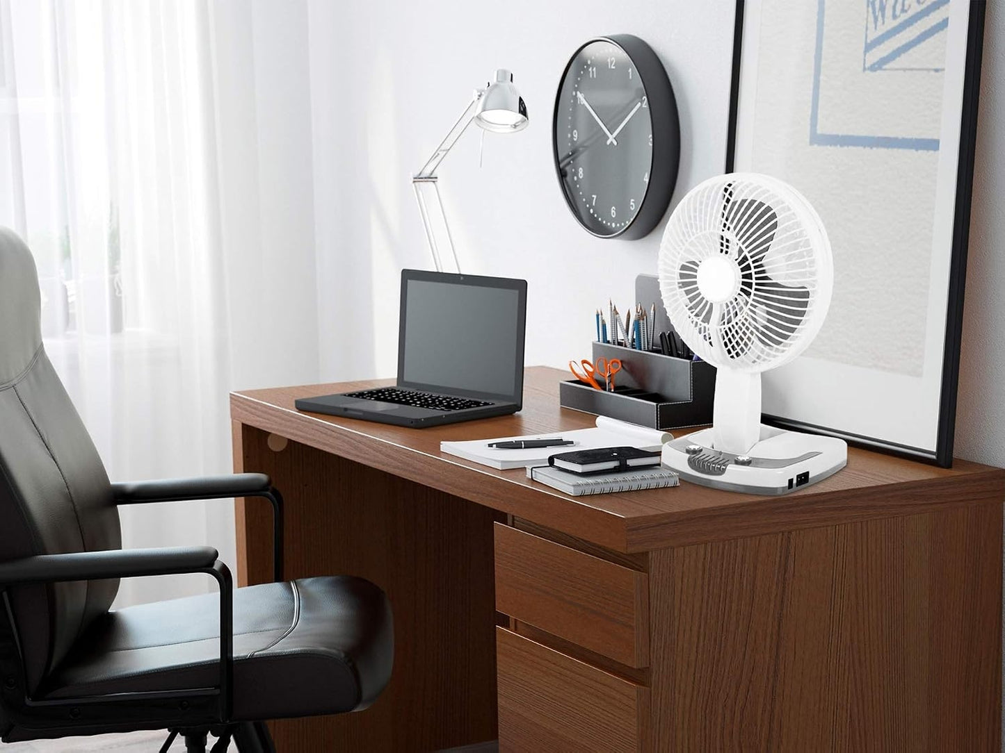 Technical Pro OF6W Rechargeable Desk/Wall Fan with LED Work Lamp and Powerbank