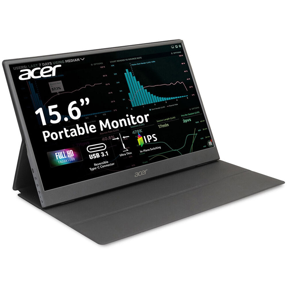 Acer PM161QB 15.6" 1920 x 1080  Portable IPS Monitor 60Hz 4ms Mini-HDMI, USB-C UM.ZP1AA.B01